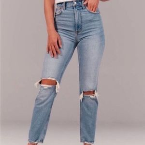 A&F ultra high rise ankle straight jeans